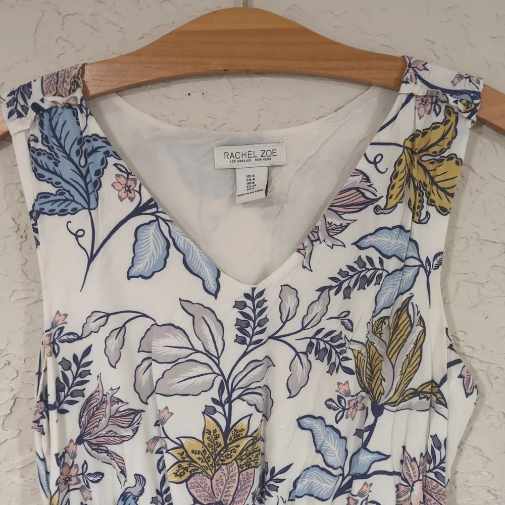 Rachel Zoe White Floral Sleeveless Dress Knee Length Women's 4 Easter Spring - Picture 3 of 16